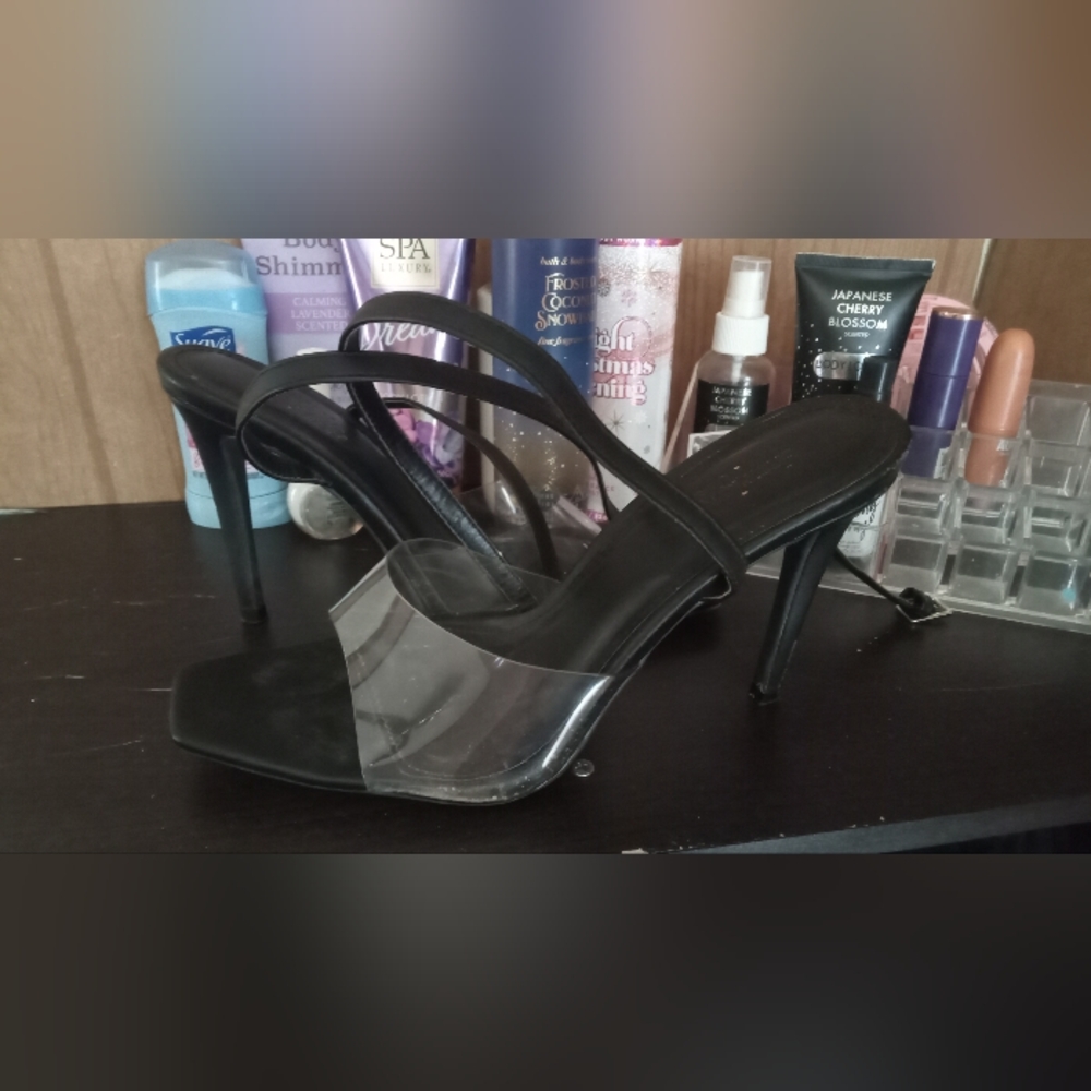 Charlotte Russe Clear Strap black Heels